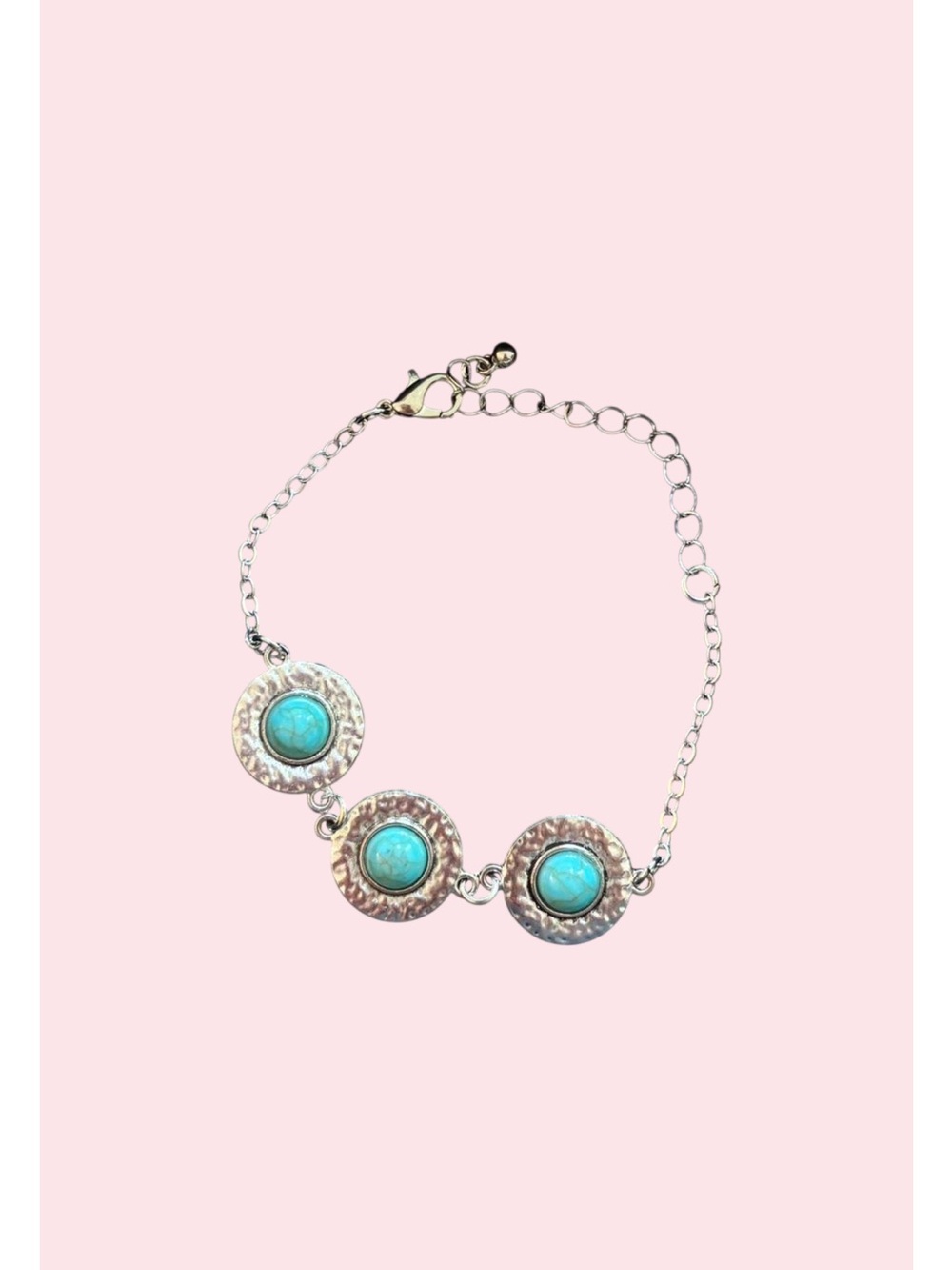 Turquoise Stone Silver-Link Bracelet - Women Jewelry